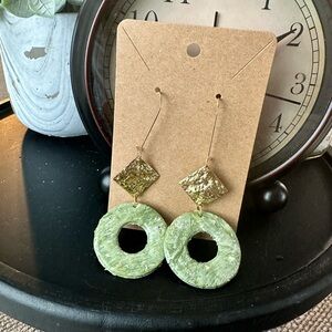 Sage green handmade clay earrings